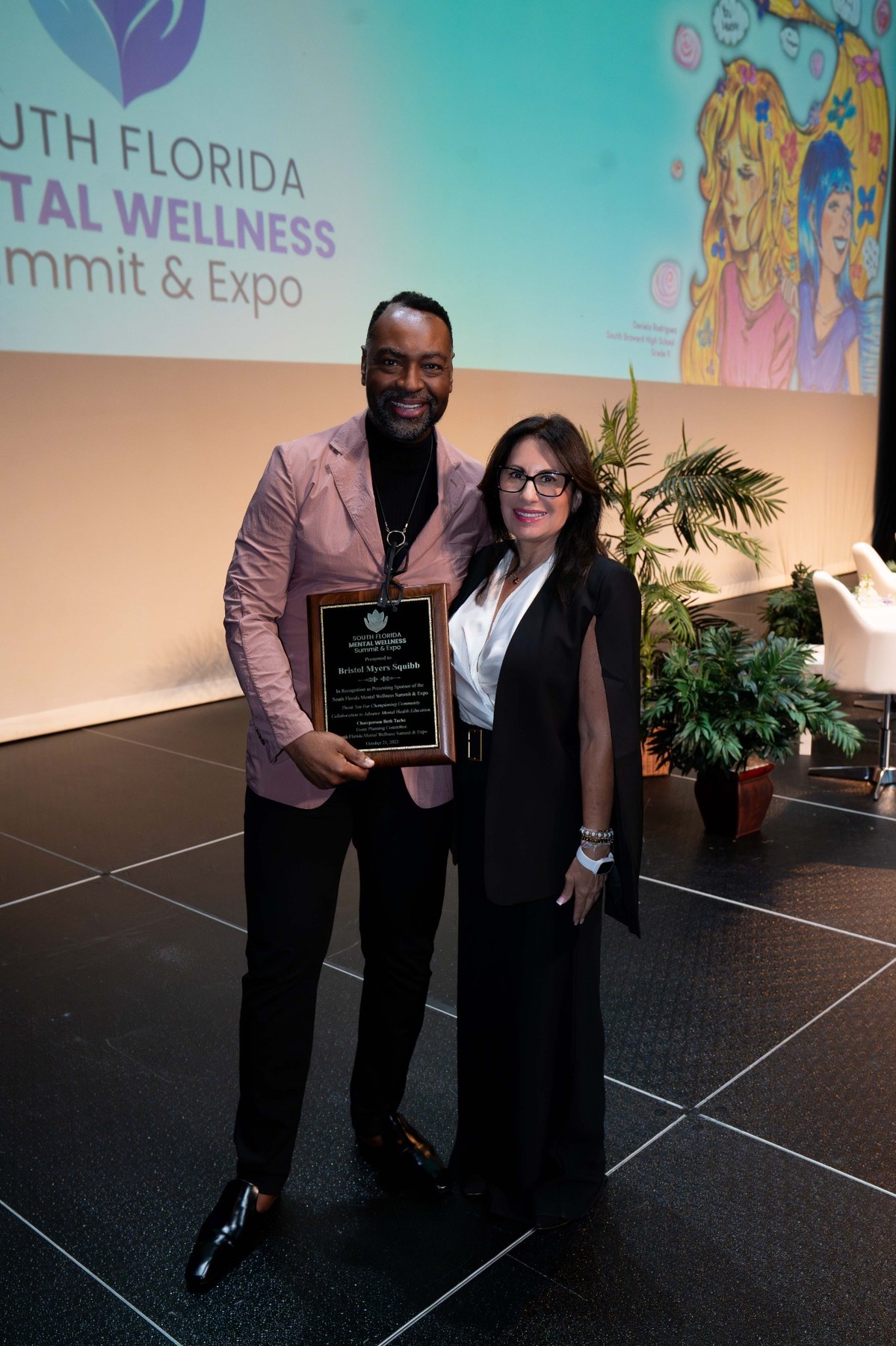 Award recipient photo on stage