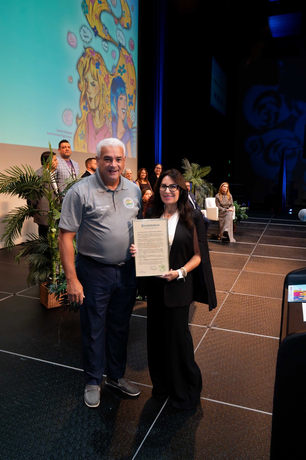 Mayor proclamation photo on stage